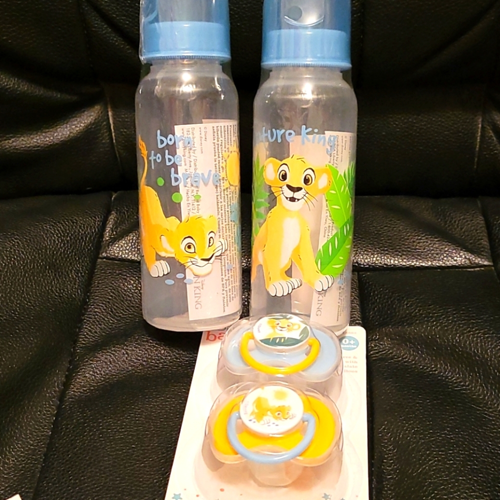 2 Disney baby Lion King Bottles and 2 pacifiers